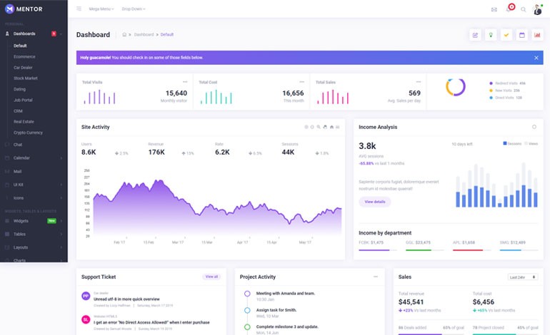 Mentor Bootstrap 4 Admin Dashboard Template
