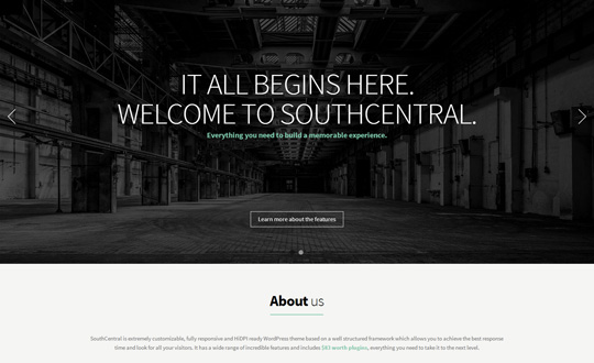 SouthCentral  One Page Parallax WordPress Theme