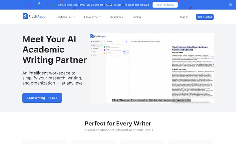 FlashPaper Academic Writing AI