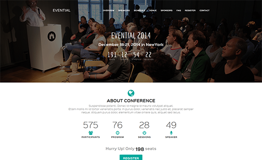 Evential One Page Responsive Event Template