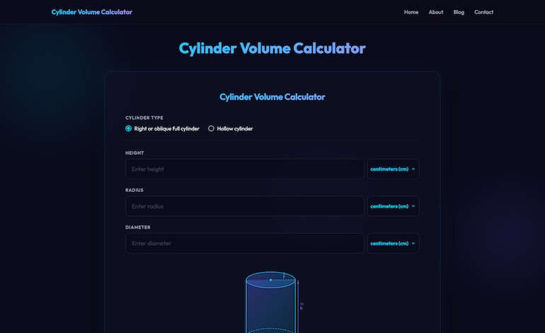 Cylinder Volume Calculator