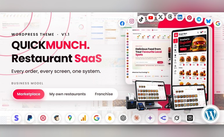 Quickmunch Restaurant Food SaaS WordPress Theme