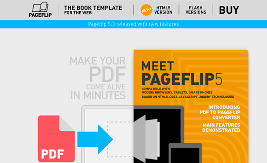 Pageflip 5 the Book template for the web