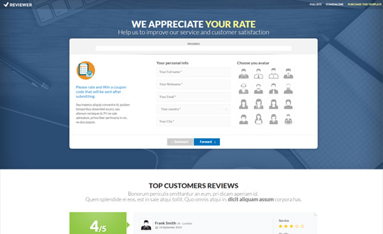 REVIEWER  Rating and Review Wizard HTML Template